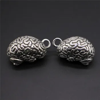 

1pcs Brain Charms Pendant DIY Jewelry Findings Antique Silver Color Tone 21x37mm