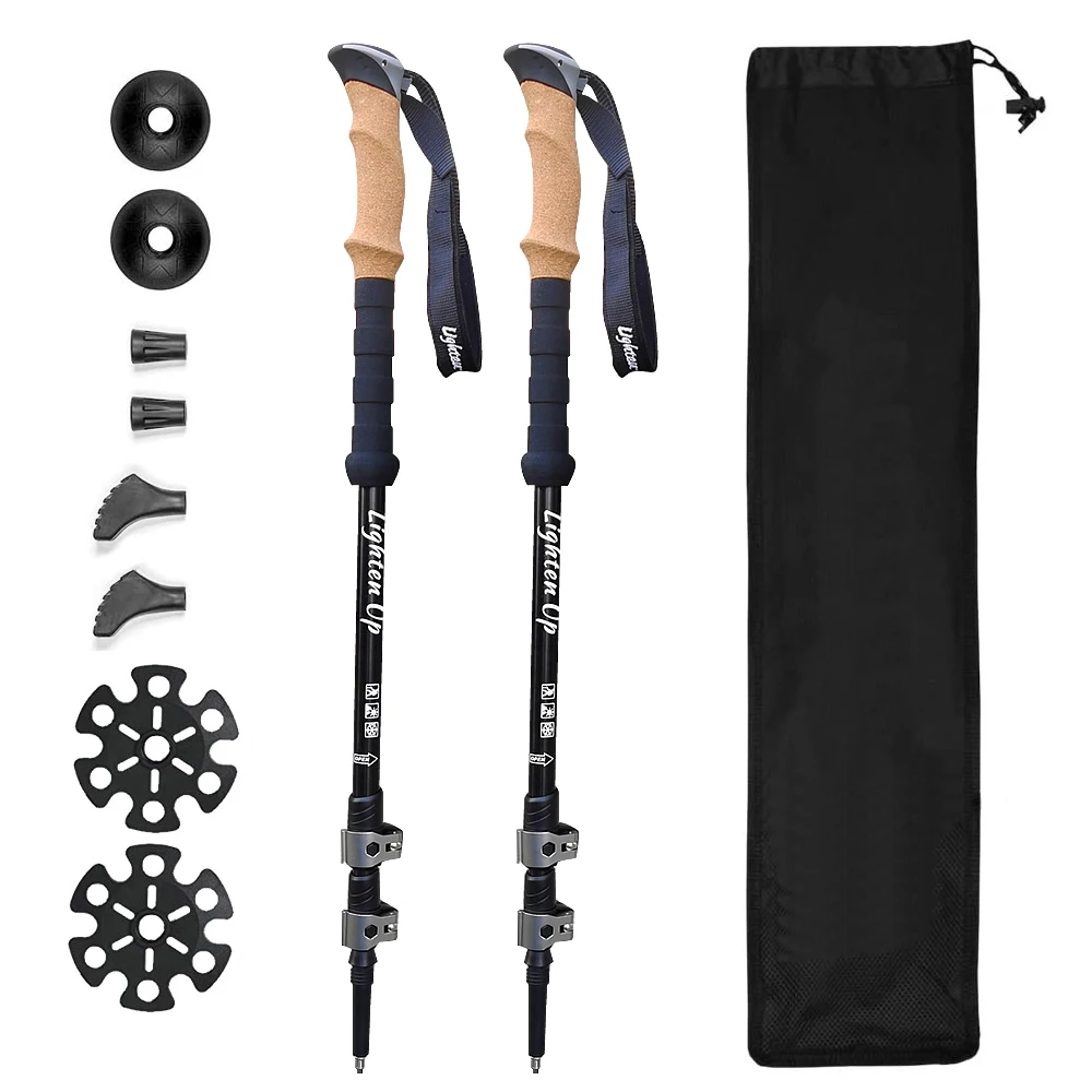 Walking Stick 2PC Telescopic Hiking Stick Cane Baton Climbing Stick Carbon Fiber Aluminum Stick Hiking Poles Crutches Telescopic 2