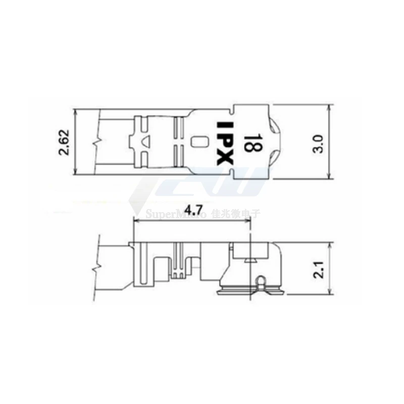 Câble adaptateur IPEX vers RP-SMA pour antenne drone FPV, longueur 10cm, connecté à une carte émettrice.