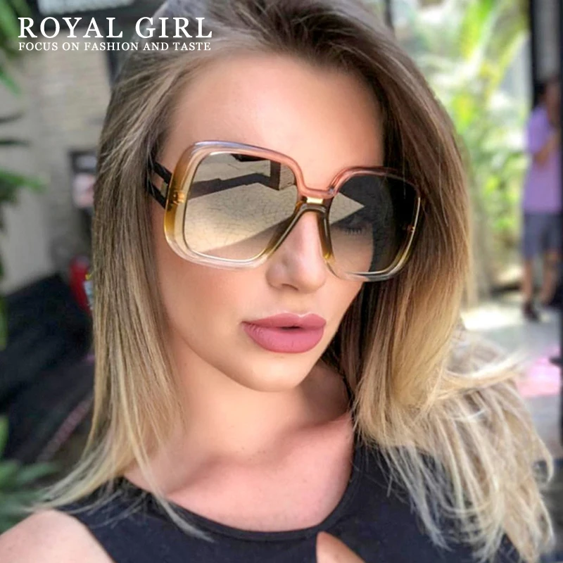 Royal Girl Retro Square Sunglasses Women Oversized Uv400 Fashion Big Frame Sun Glasses For