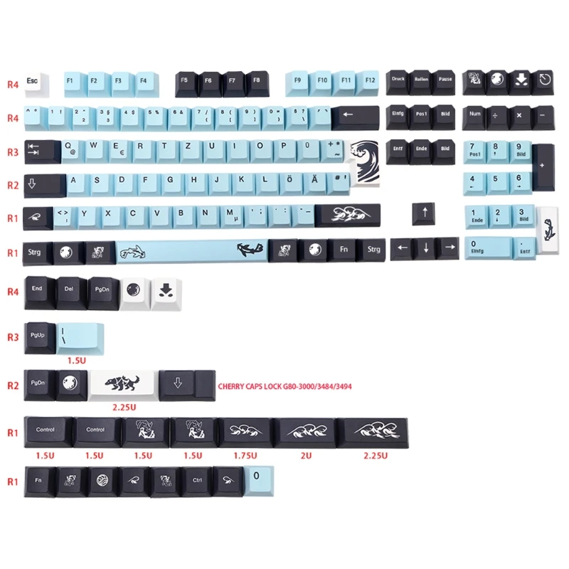 

134 Keys Mizu Dye Sub Keycaps Cherry Profile PBT Keycap Iso Set for 61/64/68/71/84/87/96/980/104/108 Mechanical Keyboard