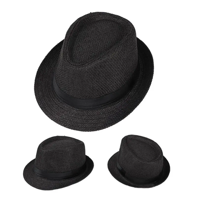 Детская летняя пляжная соломенная шляпа, джаз, Панама, шляпа Федора, Гангстерская Кепка, уличные дышащие шляпы для девочек и мальчиков, Солнцезащитная шляпа LX9E