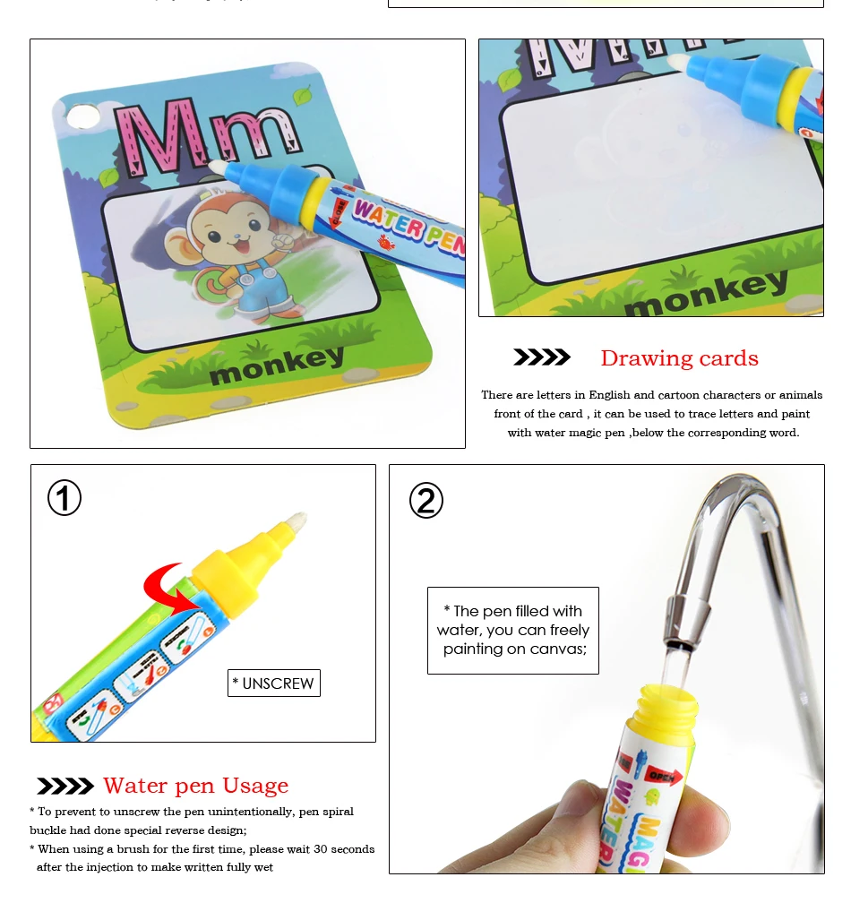 Water Drawing Card English Learning Alphabet Number Coloring Book Water  Painting Board Early Recognize Educational Toys for Kids|Drawing Toys| -  AliExpress