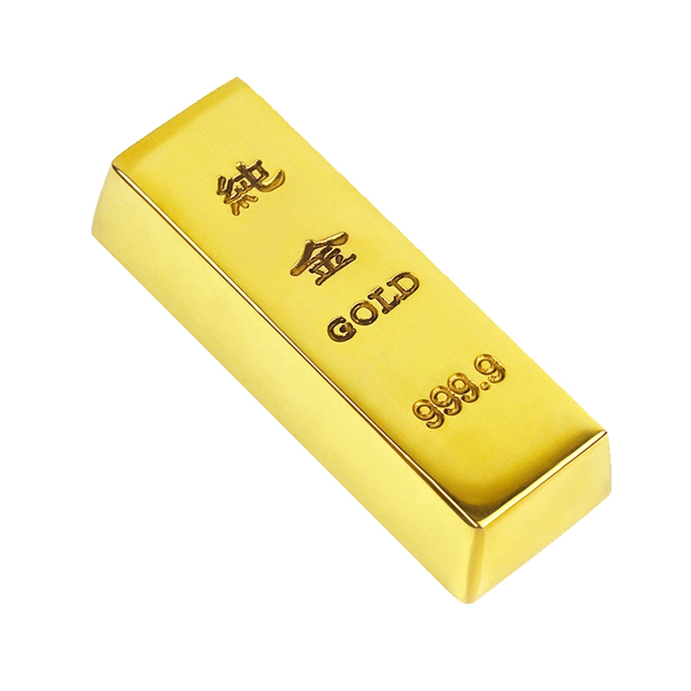 Fake Gold Bar Brass Golden Paperweight Home Decor Bullion Bar