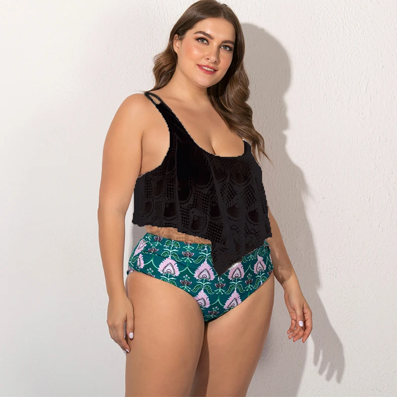 

Large Size 5XL Push Up Bikini Set Women 2023 Print Two Piece Bikini Swimsuit Female High Waist Big Size Swimwear Bathing suit