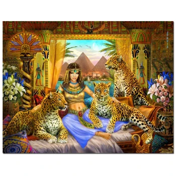 

5D Diy round square diamond embroidery Cleopatra diamond painting mosaic Egypt beauty leopard pictures of rhinestones