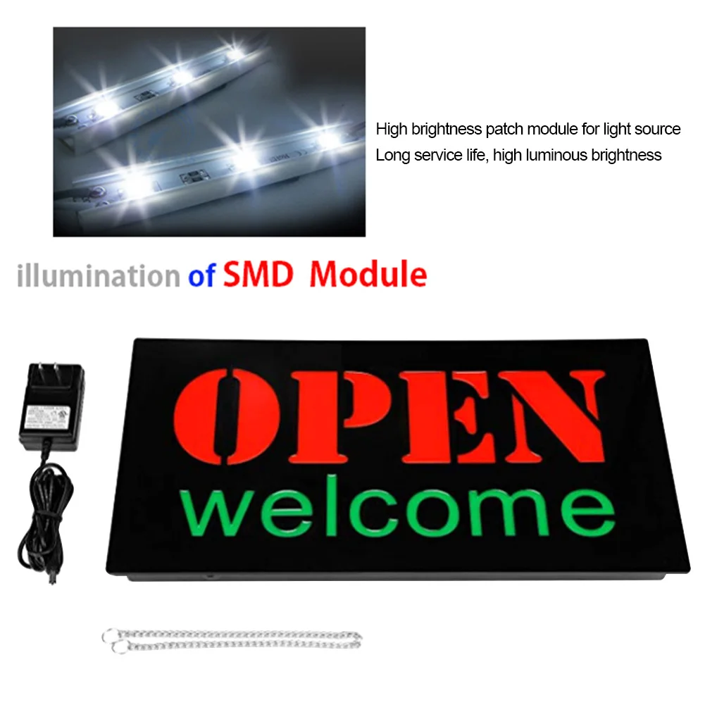 

Ultra Bright Door Hanging Chain Store LED Illuminate Bar Resin Decorative Advertising Light Visual Restaurant Sign Open Welcome