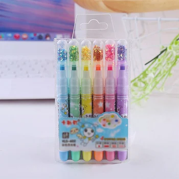 

6pcs/set Candy-colored Singular Highlighte Highlighter Pentagonal Star Marking Key Marker Pen Watercolor Pen Multi-function