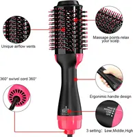 Brosse à air chaud 3-en-1 : Sèche-cheveux, volumateur et générateur d'ions négatifs pour lisser et boucler les cheveux 2