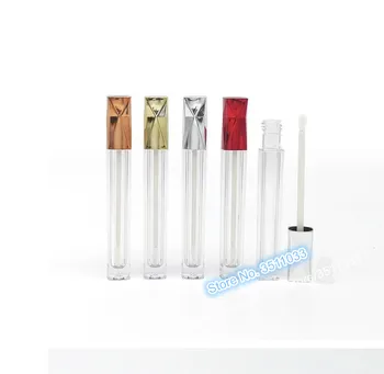 

5ML Gold Silver Diamond Shape Lid Cosmetic Lip Gloss Tube Clear Empty Plastic Lip Glaze Container Transparent Lipgloss Tube