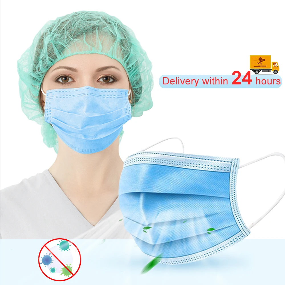 

3 Layer Protection Mask Disposable Face Masks Filter Dust Mouth Mask Protective Mask Non Woven Anti-Dust Face Masks Ear-loop