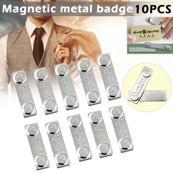 

10pcs Strong Magnetic Name Tags Badge Metal Fastener ID Card Durable Attachment Holder HJ55