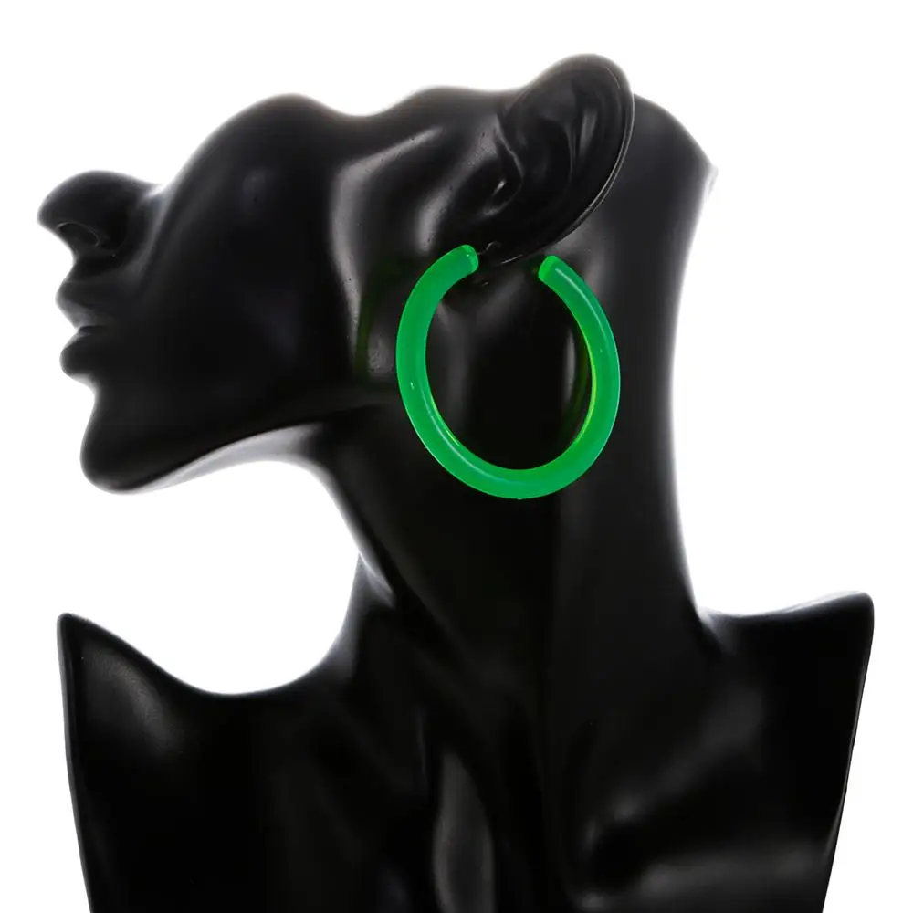 FishSheep неоновый цвет большие акриловые серьги-кольца для женщин панк флуоресцентный зеленый большая круглая серьга в виде Кольца модные вечерние ювелирные изделия