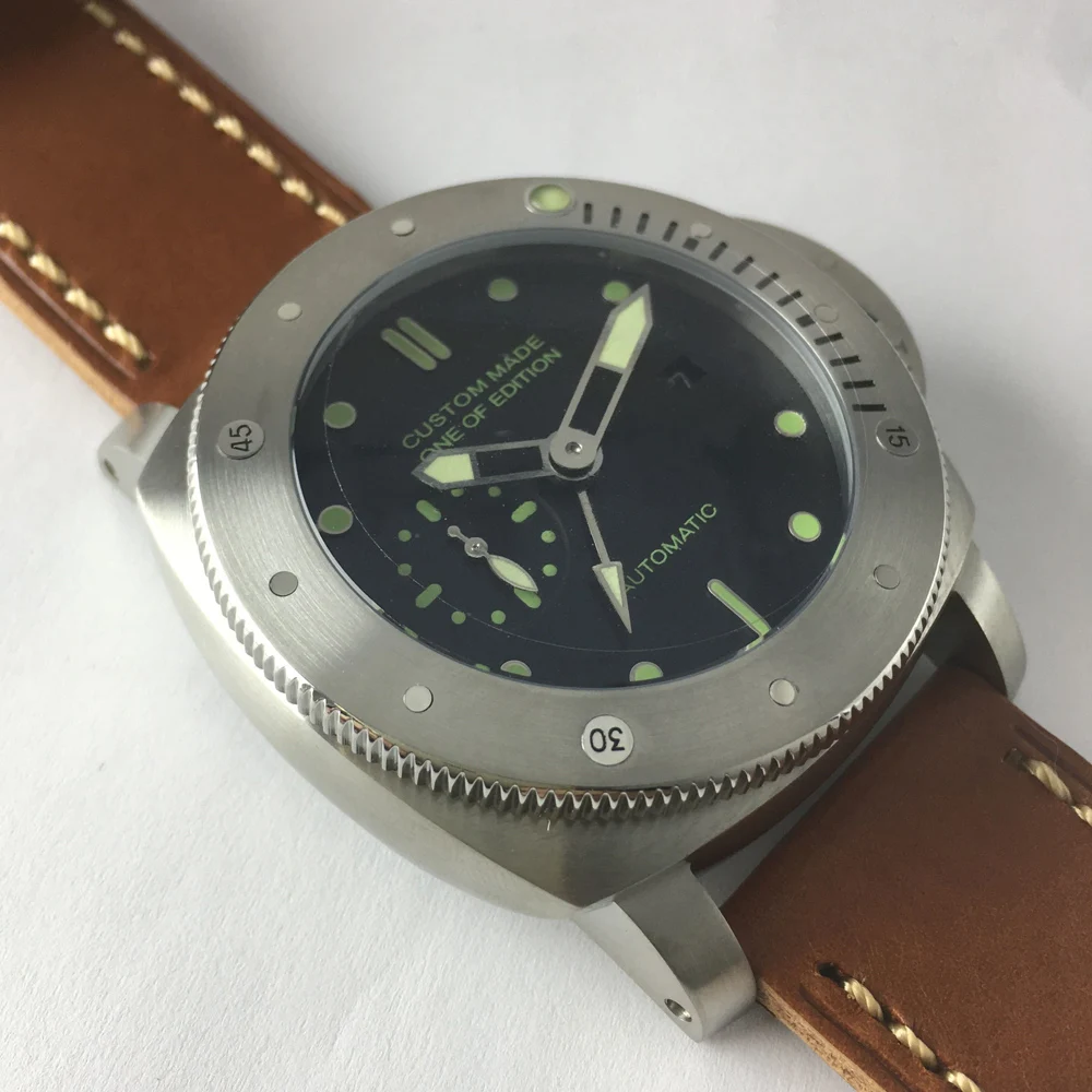 Parnis 47 мм GMT часы для мужчин автоматический механический Move мужчин t кожаный ремешок светящийся водонепроницаемый люксовый бренд военные мужские часы CM105