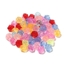 

100pcs Acrylic Transparent Flower Beads Mix Color Loose Spaced Beads For Jewelry Making Necklace Bracelet DIY Accessories