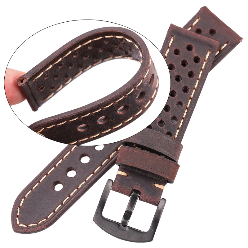 Cowhide Watchbands 20mm 22mm Genuine Leather Vintage Wrist Strap Belt For Samsung Galaxy Watch 46mm Bracelet