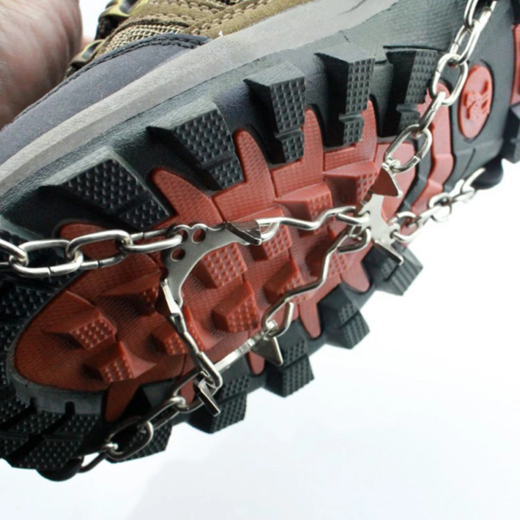 6-Teeth Ice Snow Traction Cleats Spikes Shoes Footwear Trail Crampons Anti-skid Grips for Winter Walking Fishing Hiking Jogging