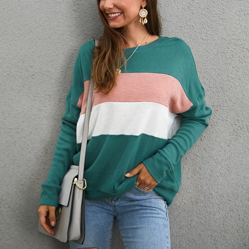 Зеленый Осенняя и зимняя женская мода 4XL 5XL 6XL 7XL 8XL свитер куртка повседневная с круглым вырезом дикие полосы бюст 129 см - Цвет: Зеленый