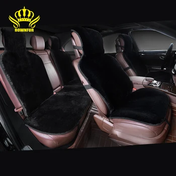

ROWNFUR 100% Natural fur Australian sheepskin car seat covers universal size for black seat cover accessories automobiles 2016