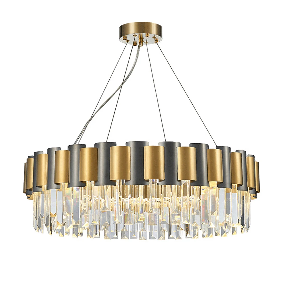 Dia100xH24cm gold Креативный дизайн Золотая хрустальная люстра современный светодиодный светильники для фойе AC110V 220v lustre cristal столовая лампа - Цвет абажура: Dia100xH24cm gold