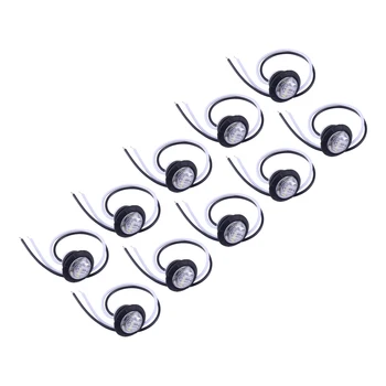 

12V 10Pcs New White Round 3 LED Button Rear Side Mini Marker Light Lamp Fit for Car Truck Lorry