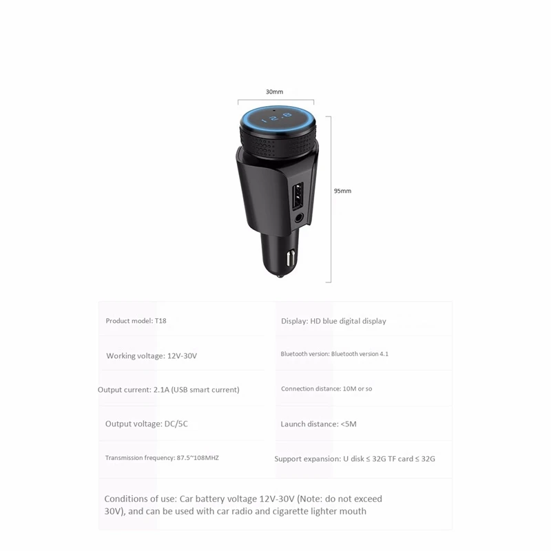 Автомобильное Bluetooth зарядное устройство T18 MP3 автомобильный универсальный плеер передатчик