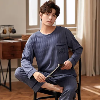 

Spring And Autumn Men's Long-Sleeved Knitted Cotton Plus Size Casual Wear Home Wear