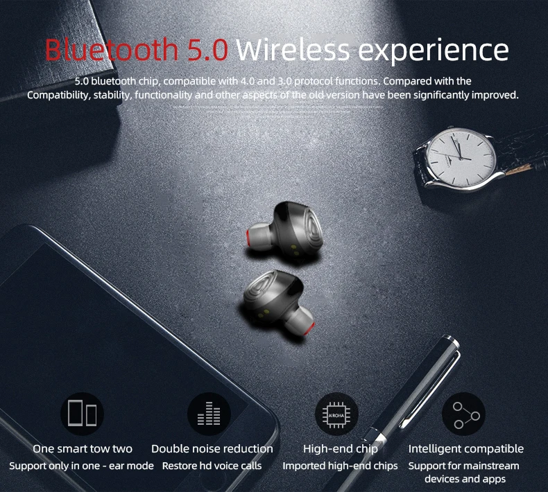 Новая частная модель D06 Смарт Bluetooth гарнитура true binaural 5,0 Автоматическое Сопряжение Беспроводная зарядка двойное шумоподавление TWS