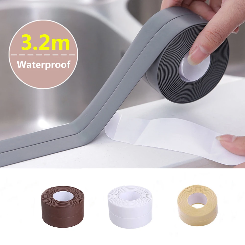 

3.2mx3.8cm Bathroom Kitchen Sealing Strip Tape Shower Sink Bath Tapes Caulk Strip Self Adhesive Waterproof Mildew Wall Sticker
