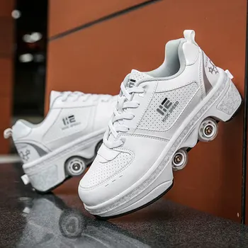 Unisex 4 Wheels Deformation Roller Shoes Parkour Wheel Shoes Fashion Rounds Of Running Shoes Roller Skates Shoes Skating Shoes 2