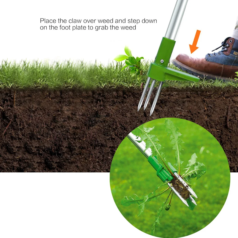 Portable Garden Weeder Manual Claw Weeder Root Remover Outdoor Killer Tool Garden Lawn Long Handled Stand Up Weed Puller