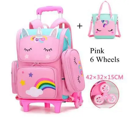School Trolley Bag for Girls Kids with lunch bag Rolling Backpack children backpack,children bag