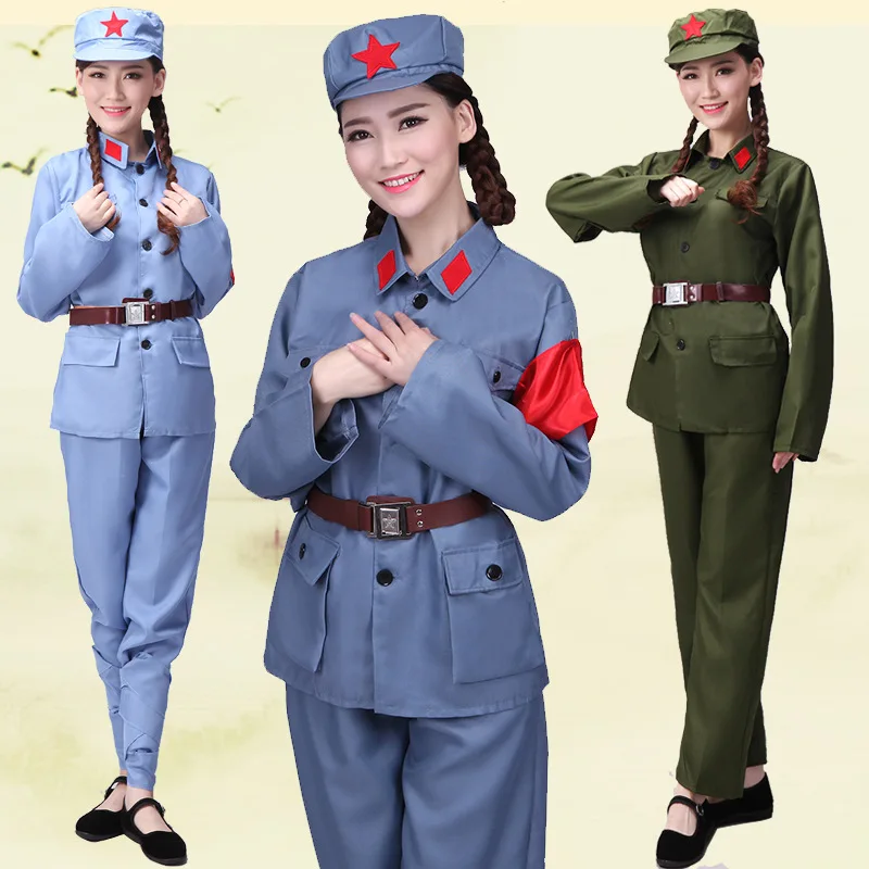 

Adult Eighth Route Army Costume Choral Service Men And Women the Red Army Clothes War Clothing Red Guards Uniform Performance We