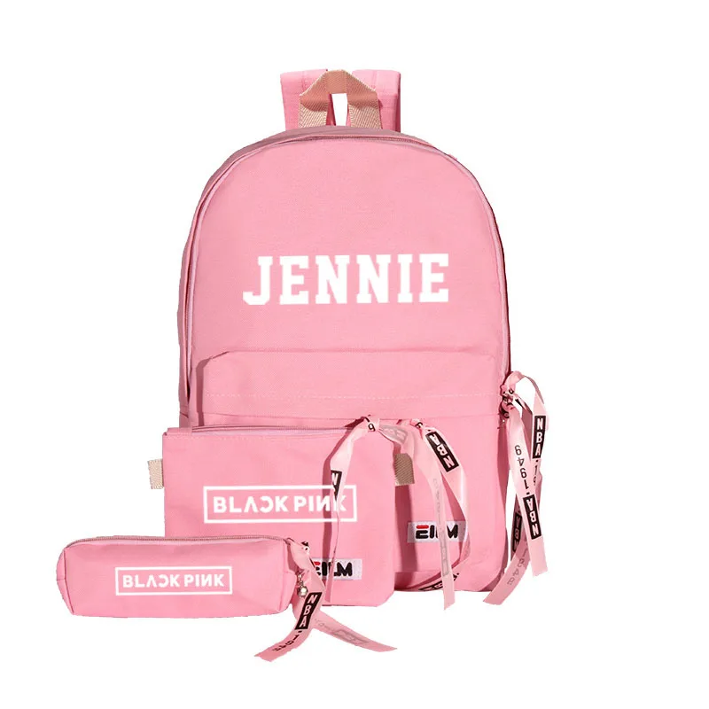 

Fashion Kpop Blackpink Backpack 3pcs/set Women Canvas Backpack Jennie Jisoo Teenager Girls School Bags K Pop Black Pink Bag Pack