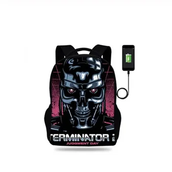 

17inch Mens The Terminator College Backpack USB Charger Schoolbag for Laptop Backpacks for Teenage School Bag Boys&Girls