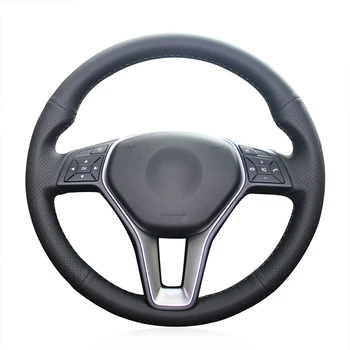 

Hand-stitched Black Artificial Leather Antu-slip Soft Comfortable Car Steering Wheel Cover for Mercedes-Benz A-Class 2013-2015