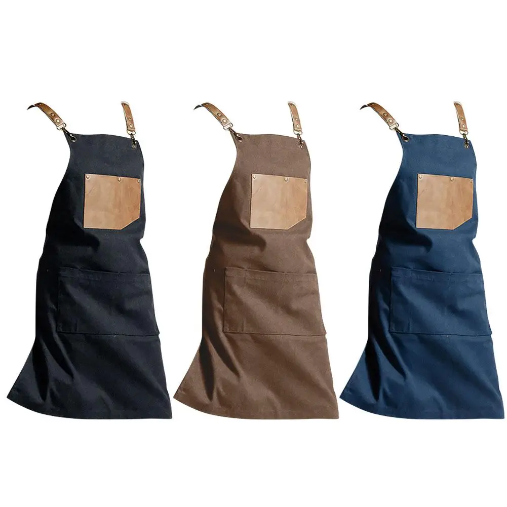 Heavy Duty Home Apron Nordic Minimalist Apron Cafe Work Clothes With Utility Tools Storage Pockets For Men Women