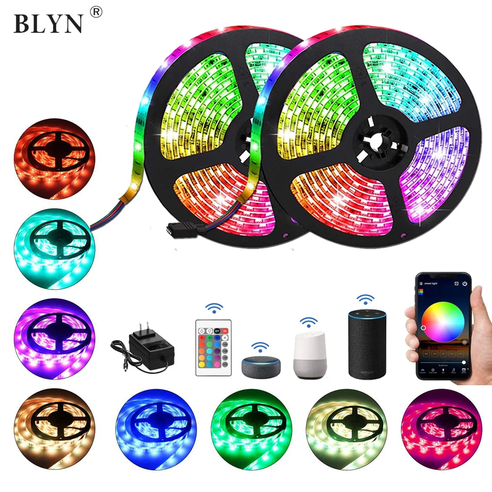 Светодиодная лента светильник WIFI управление RGB 5050 SMD 2835 водонепроницаемая гибкая