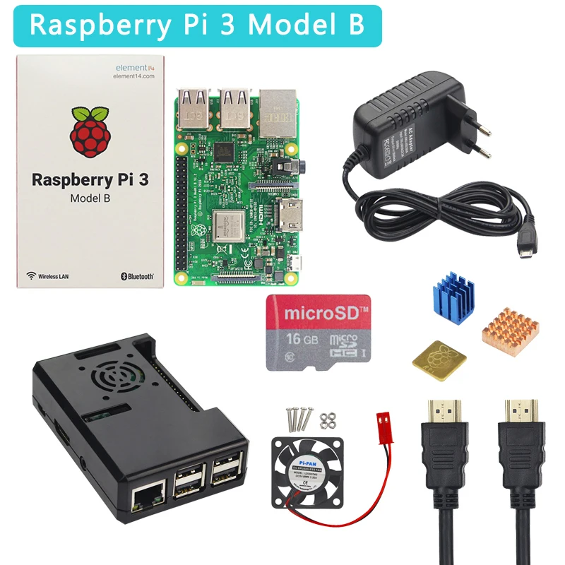 Raspberry Pi 3 16GB Class 10 KODI//XBMC Kit With Blue case