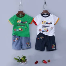 Новинка года; стильная детская одежда из чесаного хлопка в японском и корейском стиле; Модный летний костюм для мальчиков с вышитым маленьким шлейфом и аппликацией