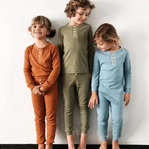 

1-6T Toddler Baby Kid Girl Boy cotton Clothes set Plain Solid Color pajamas set Elegant Sleepwear Nightwear Home wear outfits