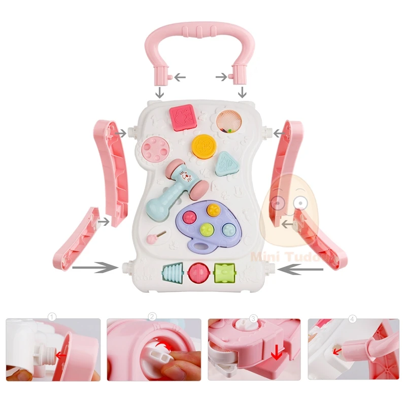 13-24 Months Baby Activity Center Baby Walker With Wheel Educational Toys Multifunctional Table With Cube Hammer Kids Toys