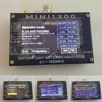 

MINI1300 Counter Tester Full Band 0.1-1300MHz SWR Meter USB Rechargeable Antenna Analyzer 4.3in TFT LCD Measurement HF VHF UHF
