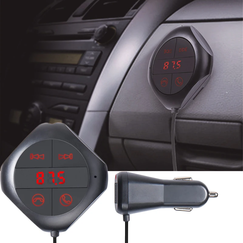 Дисплей напряжения, автомобильный fm-передатчик, Bluetooth, автомобильное зарядное устройство, голосовая навигация, Автомобильный MP3-плеер, громкая связь с двойным USB зарядным устройством