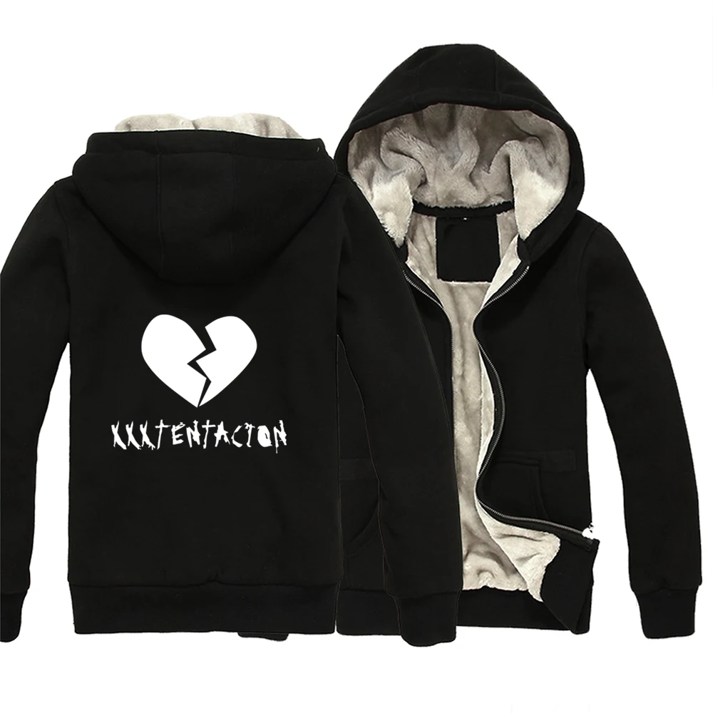 

xxxtentacion Broken Heart Man Boy Parkas Full Zip Coat Plus Velvet Autumn Winter Couple Clothes ZIIART