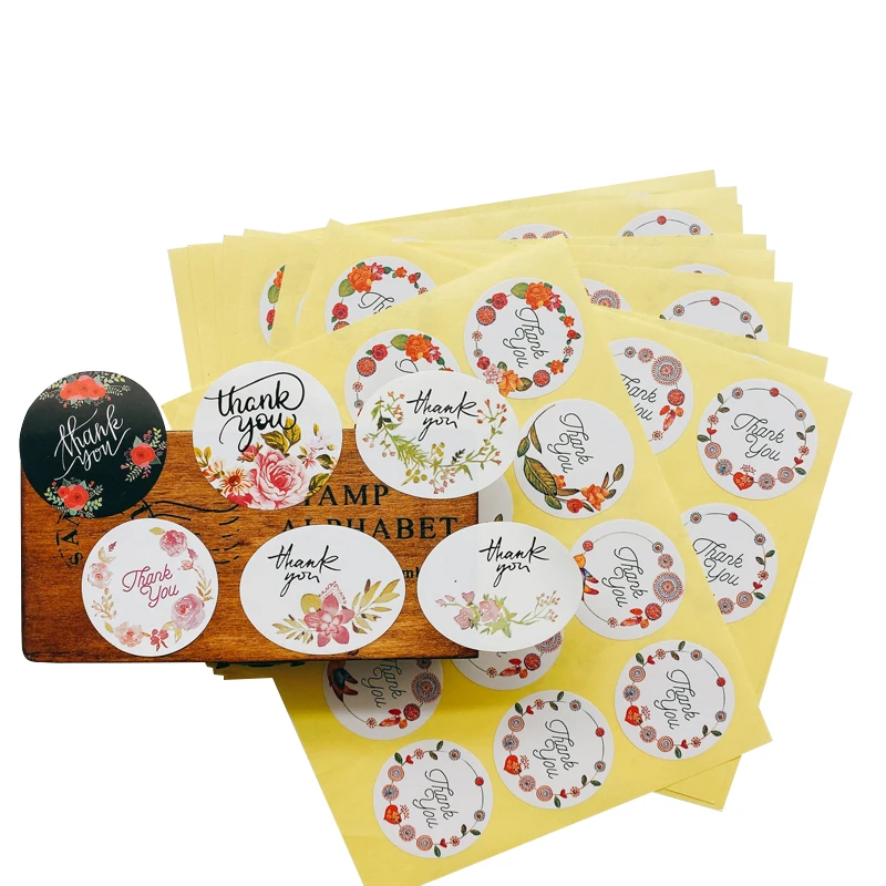 120 шт/партия цветы Уплотнительная наклейка Mutifunction подарки этикетки для пакетов для выпечки черный спасибо цветок круглая наклейка печать