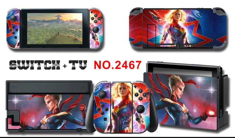 1set New Cute Anime Full Body Sticker for NS Switch Protective Cover Skin Colorful Art for Game Console Joy-Con Controller Decor