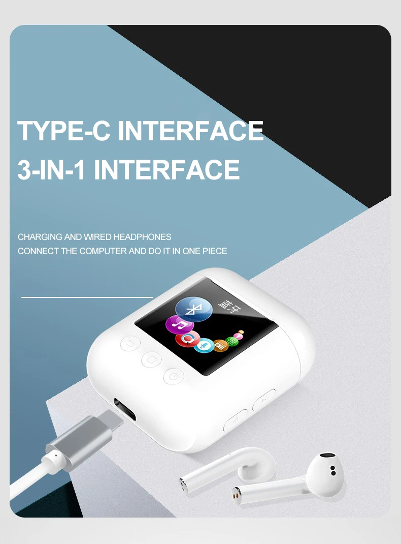 Mp3-плеер newsmy Q7 True беспроводной Bluetooth 5,0 наушники 2в1 OTG FM шагомер без потерь спортивные наушники 8G музыкальный плеер наушники