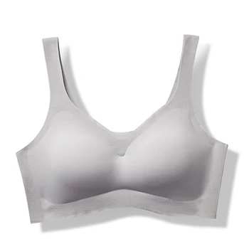 

Women Sexy Seamless Bra No Rims Sleep Breathable Shockproof Push Up Breast Underwear Solid Color Padded Bra