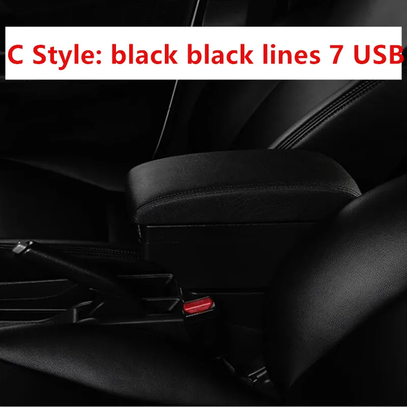 for LADA GRANTA Central armrest box lada Car interior modification accessories chargeable USB Double layer - Название цвета: C black black line